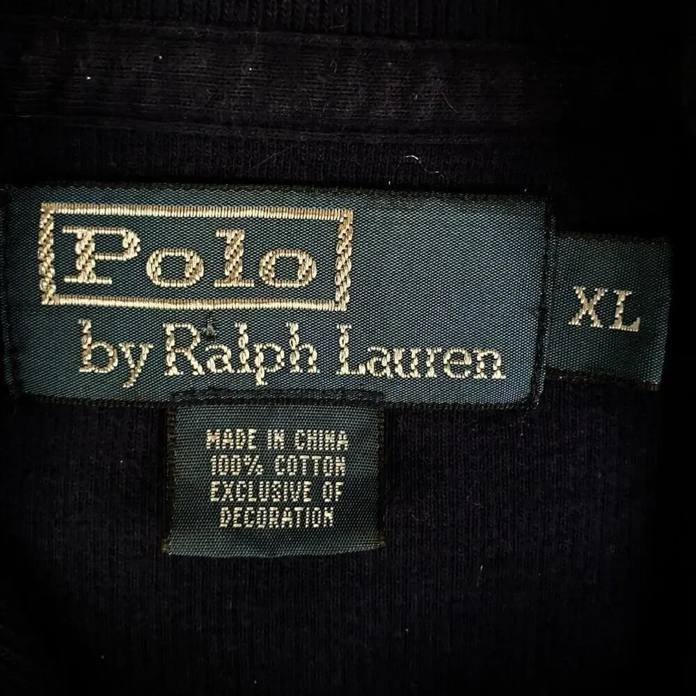 Polo Ralph Lauren Men's Shawl Collar Sweater Terry Knit Sweatshirt Navy Blue